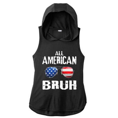 All American Bruh 4th Of July Boy Patriotic Ladies PosiCharge Tri-Blend Wicking Draft Hoodie Tank