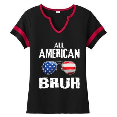 All American Bruh 4th Of July Boy Patriotic Ladies Halftime Notch Neck Tee