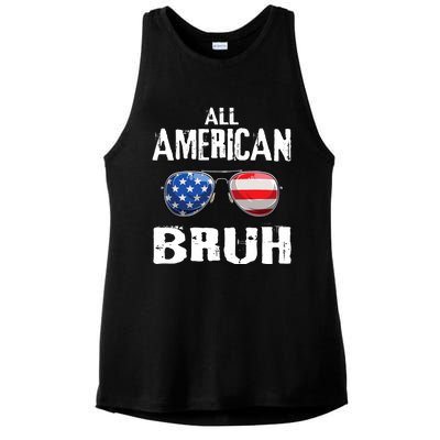 All American Bruh 4th Of July Boy Patriotic Ladies PosiCharge Tri-Blend Wicking Tank