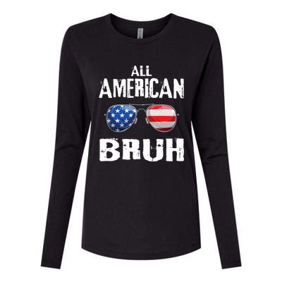 All American Bruh 4th Of July Boy Patriotic Womens Cotton Relaxed Long Sleeve T-Shirt