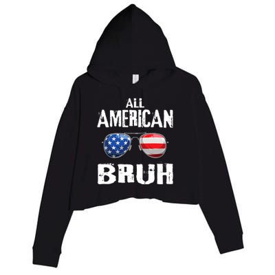 All American Bruh 4th Of July Boy Patriotic Crop Fleece Hoodie