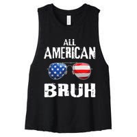 All American Bruh 4th Of July Boy Patriotic Women's Racerback Cropped Tank