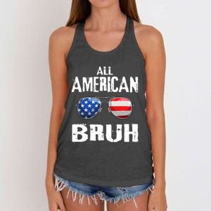 All American Bruh 4th Of July Boy Patriotic Women's Knotted Racerback Tank