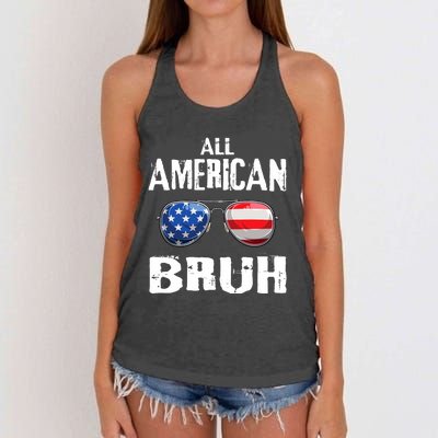 All American Bruh 4th Of July Boy Patriotic Women's Knotted Racerback Tank