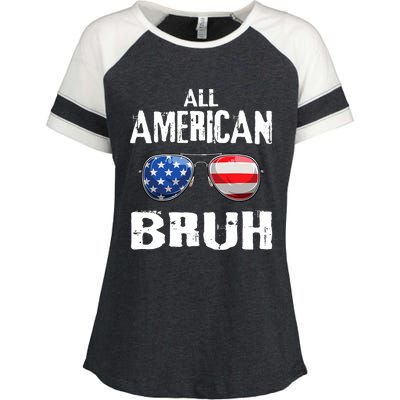 All American Bruh 4th Of July Boy Patriotic Enza Ladies Jersey Colorblock Tee