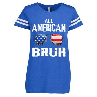 All American Bruh 4th Of July Boy Patriotic Enza Ladies Jersey Football T-Shirt