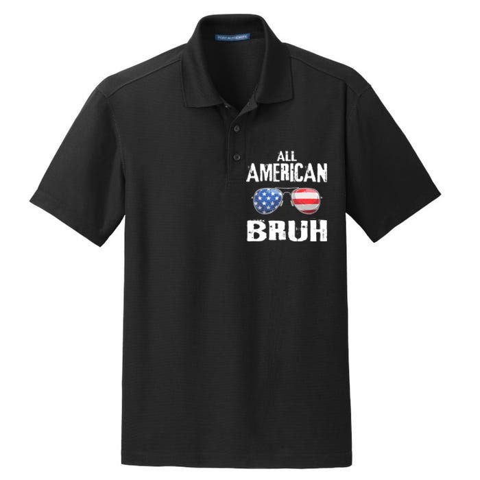 All American Bruh 4th Of July Patriotic Dry Zone Grid Polo