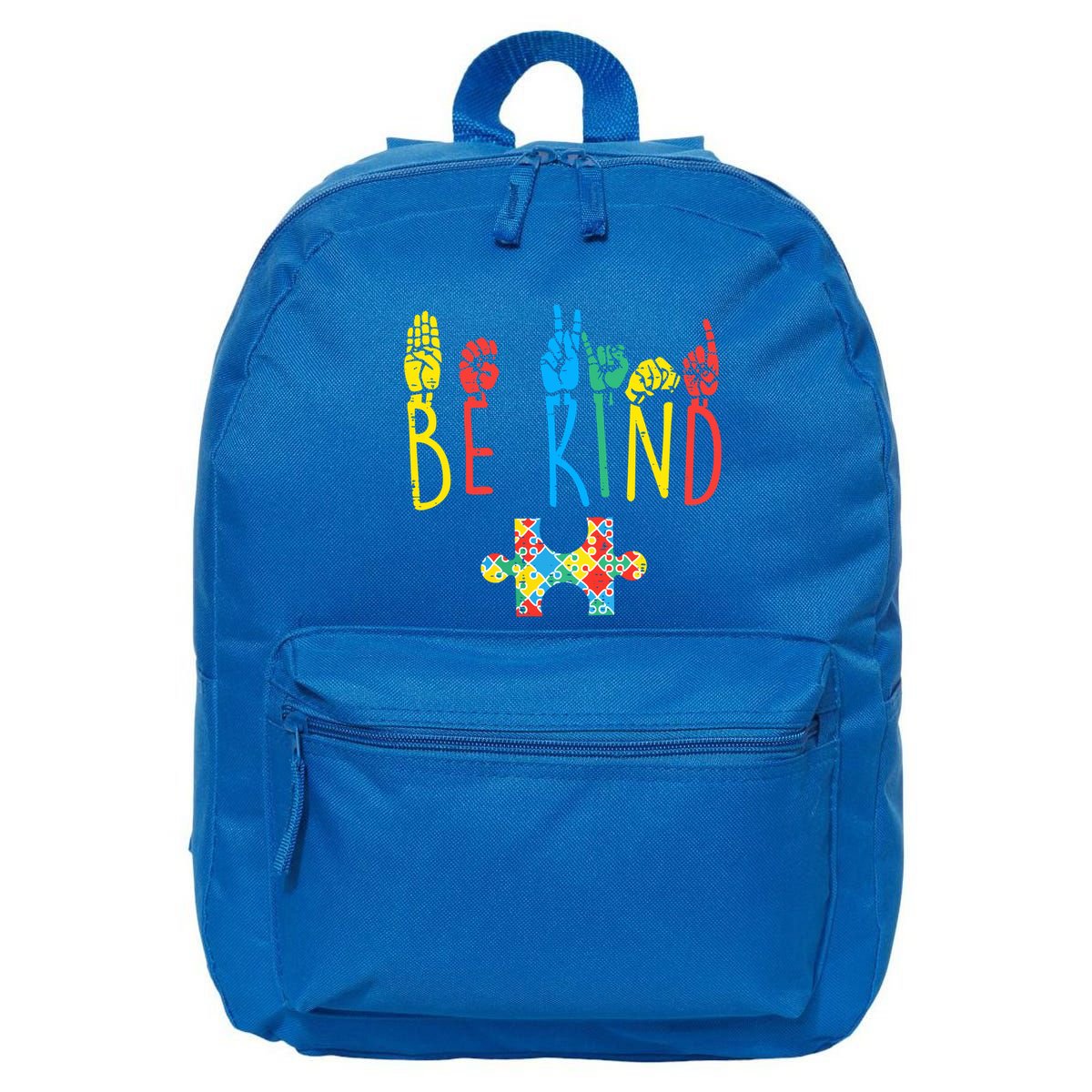 Autism Awareness Be Kind Sign Language Kindness Funny Gift 16 in Basic Backpack