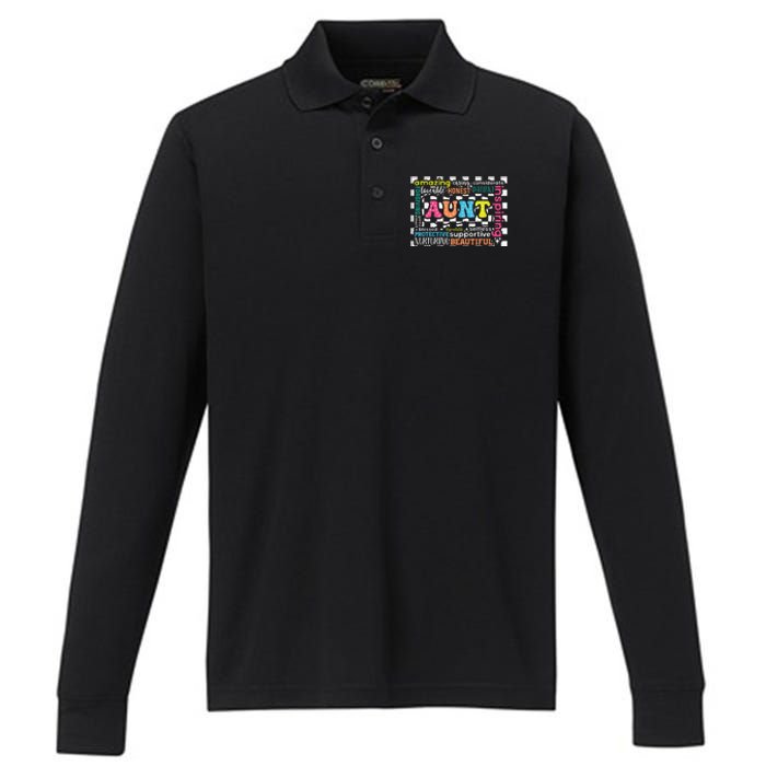 Amazing Aunt Birthday MothersS Day Best Idea For Cool Aunt Performance Long Sleeve Polo