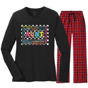 Amazing Aunt Birthday MothersS Day Best Idea For Cool Aunt Women's Long Sleeve Flannel Pajama Set 