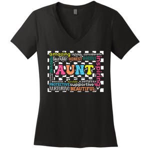 Amazing Aunt Birthday MothersS Day Best Idea For Cool Aunt Women's V-Neck T-Shirt