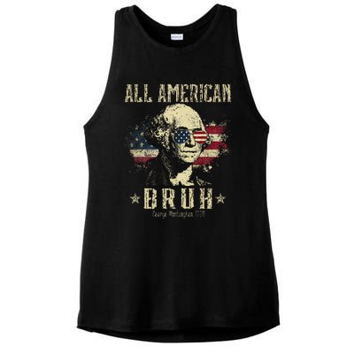 All American Bruh 4th Of July Patriotic Teens Ladies PosiCharge Tri-Blend Wicking Tank