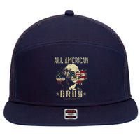 All American Bruh 4th Of July Patriotic Teens 7 Panel Mesh Trucker Snapback Hat