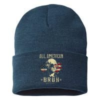 All American Bruh 4th Of July Patriotic Teens Sustainable Knit Beanie