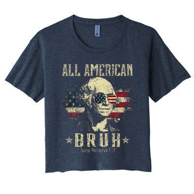 All American Bruh 4th Of July Patriotic Teens Women's Crop Top Tee