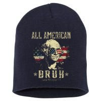 All American Bruh 4th Of July Patriotic Teens Short Acrylic Beanie