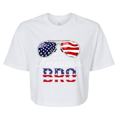 All American Bro 4th Of July Family Matching Sunglasses Cute Gift Bella+Canvas Jersey Crop Tee