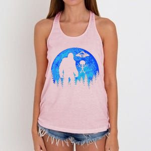 Alien And Bigfoot Believer Moon Halloween Costume Women's Knotted Racerback Tank