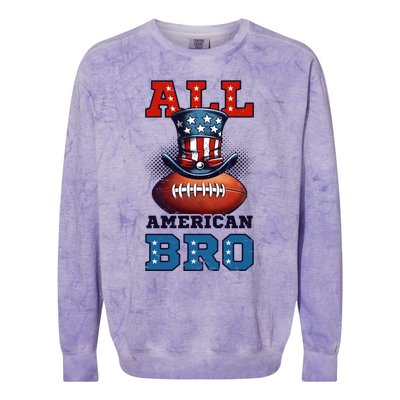 All American Bro Design 4th Of July Football Great Gift Colorblast Crewneck Sweatshirt