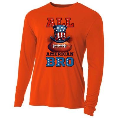 All American Bro Design 4th Of July Football Great Gift Cooling Performance Long Sleeve Crew