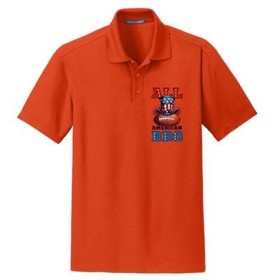 All American Bro Design 4th Of July Football Great Gift Dry Zone Grid Polo