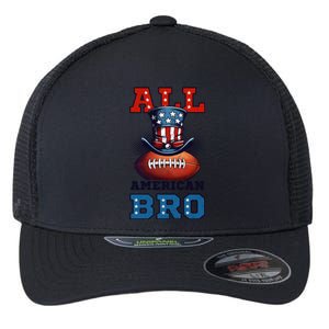 All American Bro Design 4th Of July Football Great Gift Flexfit Unipanel Trucker Cap