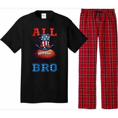 All American Bro Design 4th Of July Football Great Gift Pajama Set