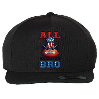 All American Bro Design 4th Of July Football Great Gift Wool Snapback Cap