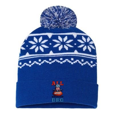 All American Bro Design 4th Of July Football Great Gift USA-Made Snowflake Beanie