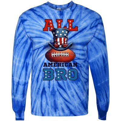 All American Bro Design 4th Of July Football Great Gift Tie-Dye Long Sleeve Shirt