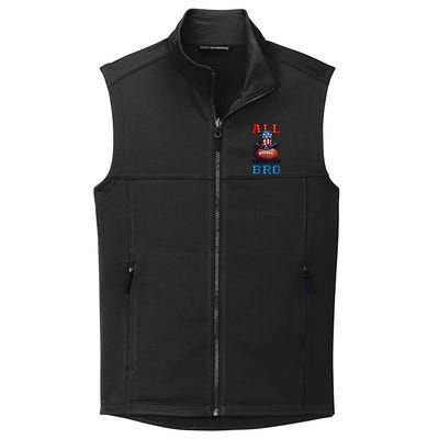 All American Bro Design 4th Of July Football Great Gift Collective Smooth Fleece Vest