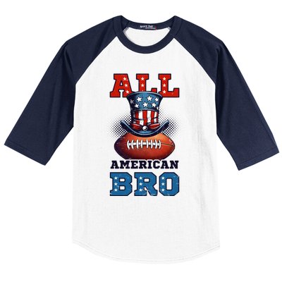 All American Bro Design 4th Of July Football Great Gift Baseball Sleeve Shirt