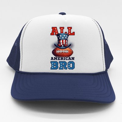 All American Bro Design 4th Of July Football Great Gift Trucker Hat