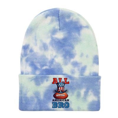 All American Bro Design 4th Of July Football Great Gift Tie Dye 12in Knit Beanie