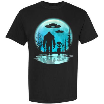 Alien And Bigfoot Moon Garment-Dyed Heavyweight T-Shirt