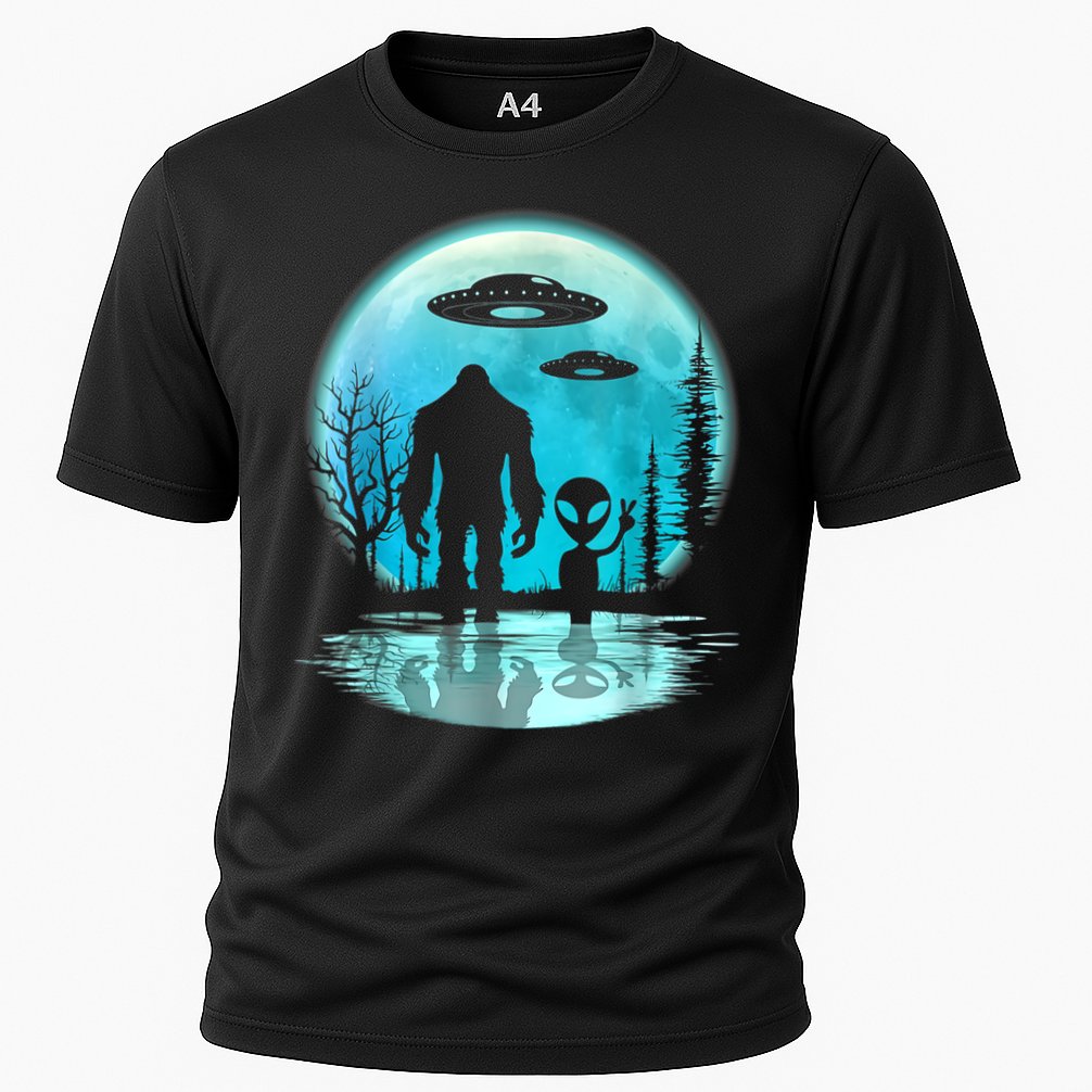 Alien And Bigfoot Moon Cooling Performance Crew T-Shirt