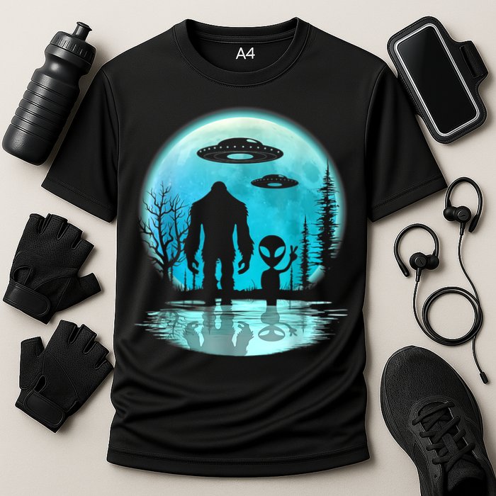 Alien And Bigfoot Moon Cooling Performance Crew T-Shirt