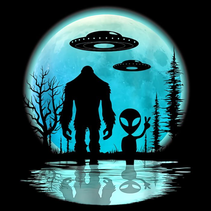 Alien And Bigfoot Moon Cooling Performance Crew T-Shirt