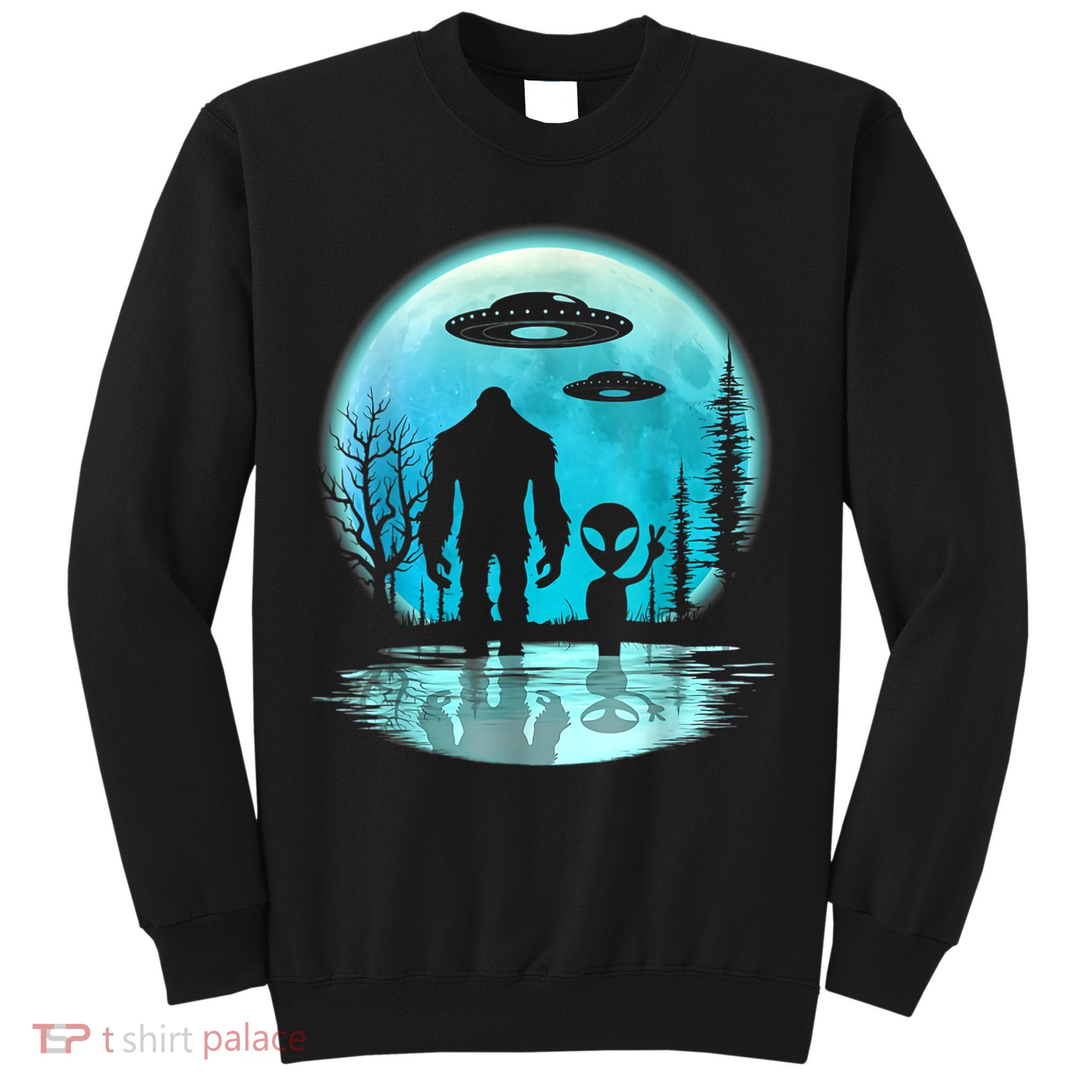 Alien And Bigfoot Moon Sweatshirt