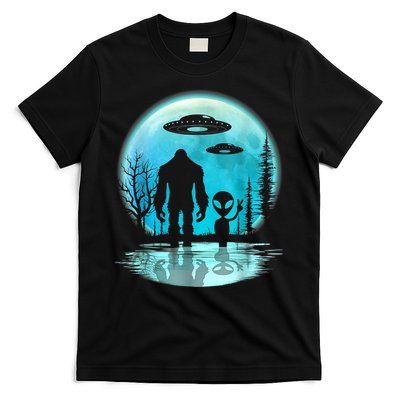 Alien And Bigfoot Moon T-Shirt