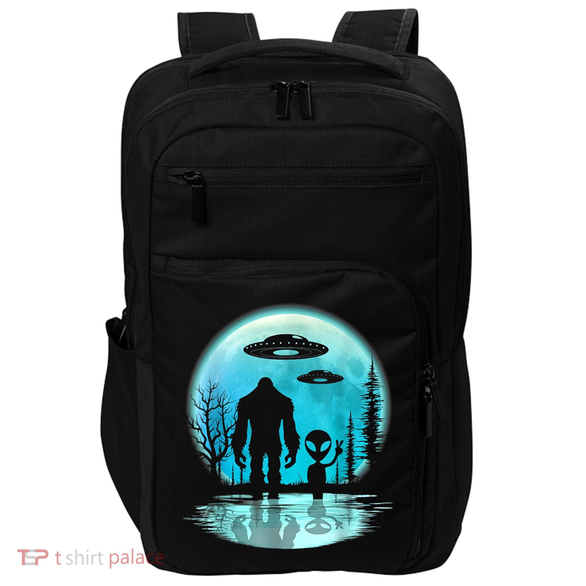 Alien And Bigfoot Moon Impact Tech Backpack