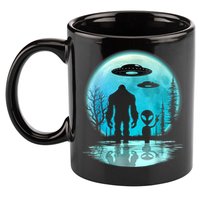 Alien And Bigfoot Moon 11oz C Handle Ceramic Mug