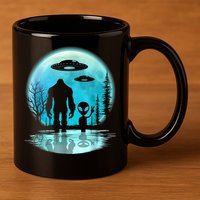 Alien And Bigfoot Moon 11oz C Handle Ceramic Mug