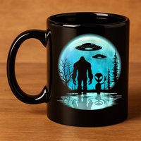 Alien And Bigfoot Moon 11oz C Handle Ceramic Mug