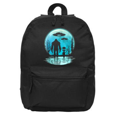 Alien And Bigfoot Moon 16 in Basic Backpack