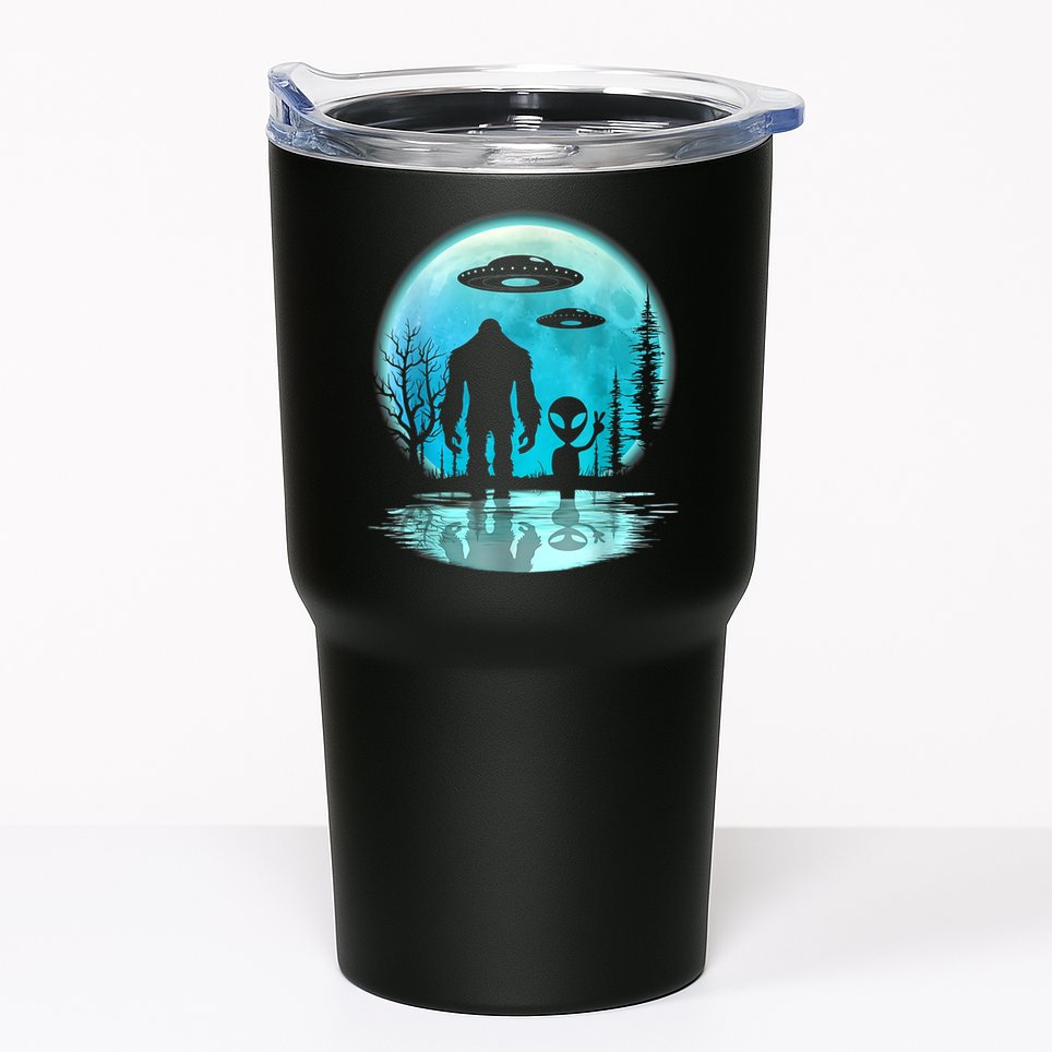 Alien And Bigfoot Moon Tumbler