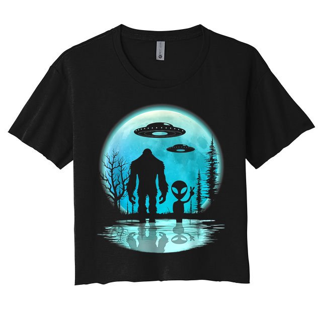 Alien And Bigfoot Moon Crop Top