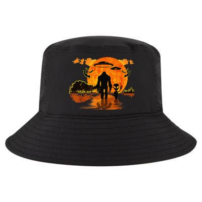 Alien And Bigfoot Sasquatch Moon Halloween Cool Comfort Performance Bucket Hat