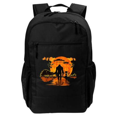 Alien And Bigfoot Sasquatch Moon Halloween Backpack