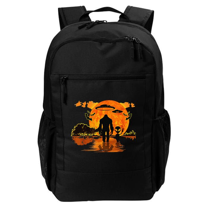 Alien And Bigfoot Sasquatch Moon Halloween Backpack